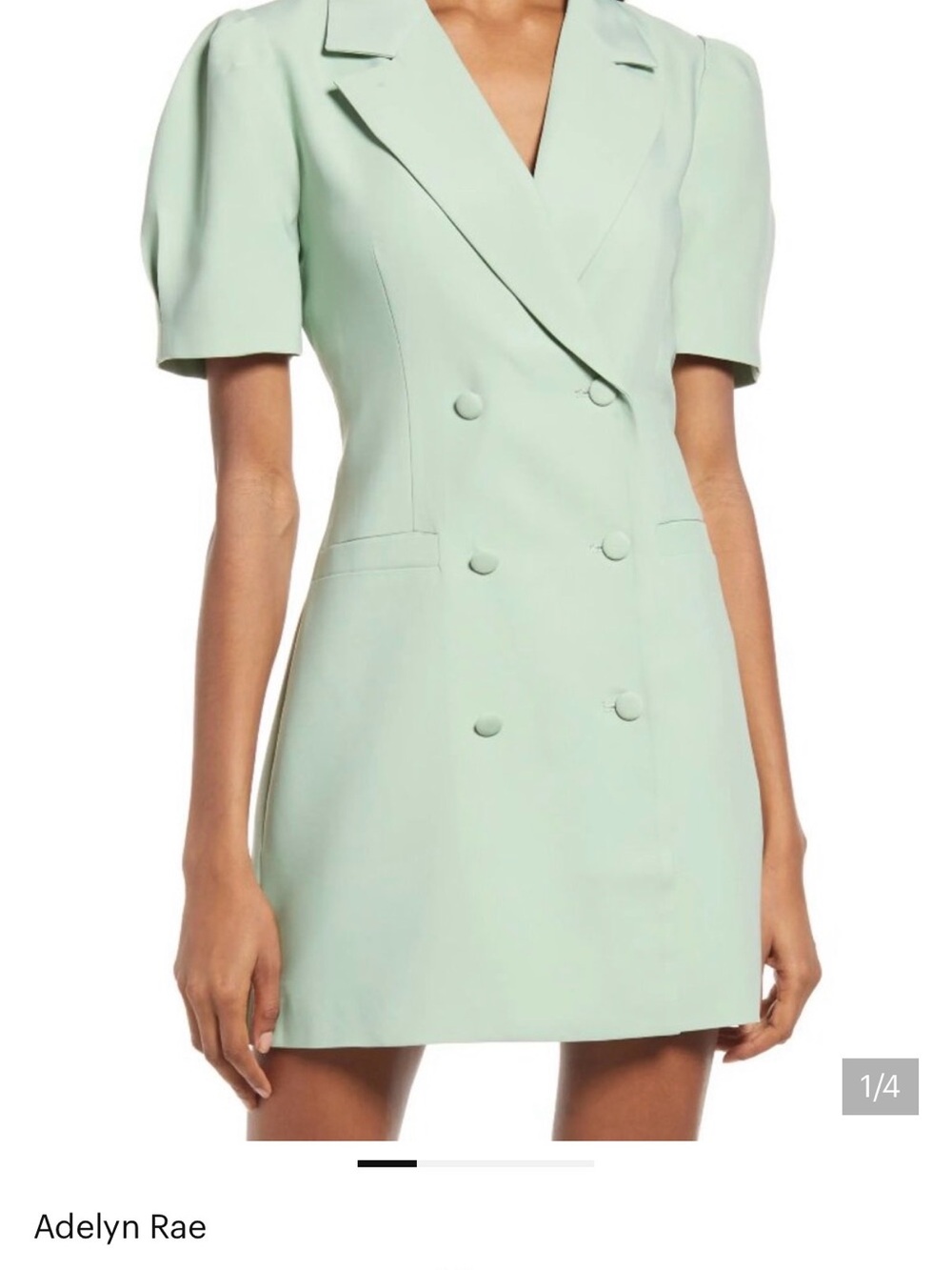 Adelyn Rae Mint Double-Breasted Blazer Dress Pistachio
